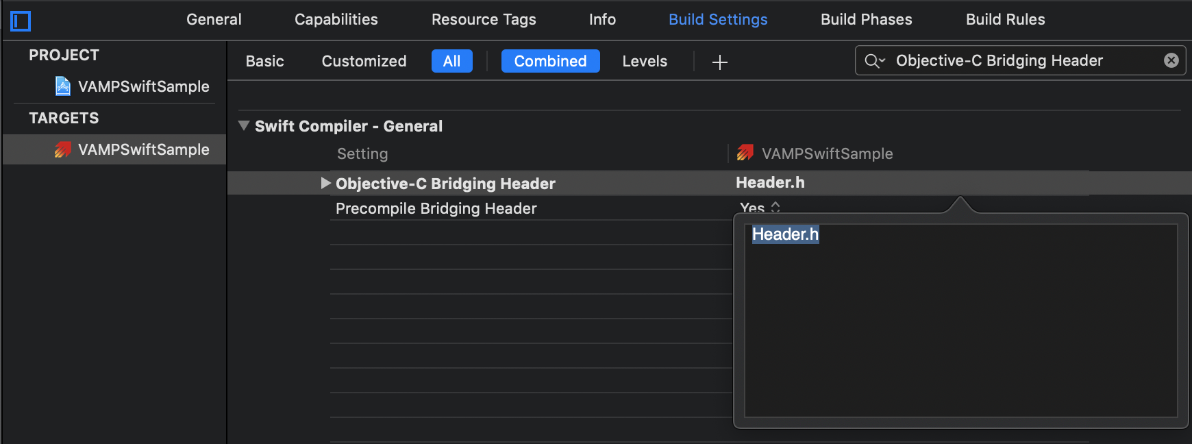 Objective-C Bridging Headerの設定